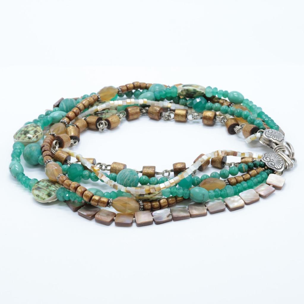 STEPHEN DWECK 925 Turquoise, Pearl, Quartz, Natural Stone Multi-Stone Necklace SilverUsed