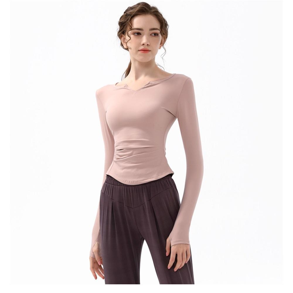 New Spring And Autumn V-neck Sport Top, Yoga Wear, Long-sleeved T-shirt, Professional Running, Quick-drying, Nude Slimming And Fitness Wear For Women