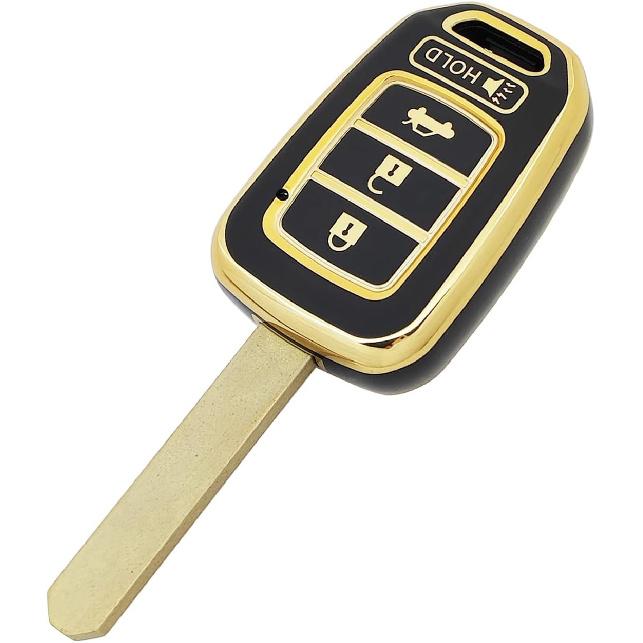 360 Degree Soft TPU Protector Key Fob Cover Case fit for Honda 2016-2017 Accord 2016- Civic 2014-2015 CR-V Keyless Entry Key Fob (Black)