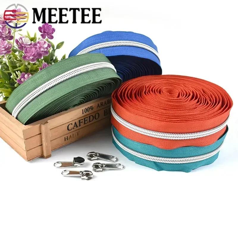 3/5/10M 5# Nylon Zipper Tape with Slider Bags Clothes Repair Zippers Plastic Coil Zip DIY Garment Replace Sewing Accessories