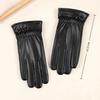 New Keep Warm Leather Gloves Black Windproof Full Finger Gloves Winter Gloves Women