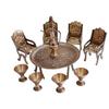 Paartha Saarthi Rajasthani Antique Decorative Handcrafted Vintage Handmade Elegant Designer Brass Dining Table Chair Maharaja Set Showpiece