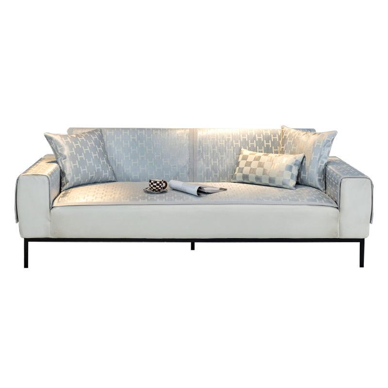 Summer Breathable Ice Silk Rattan Mat Sofa Cushion Summer Mat Non-Slip Sofa Cover Dust Cover Living Room Straight Row Sofa Cover Towel