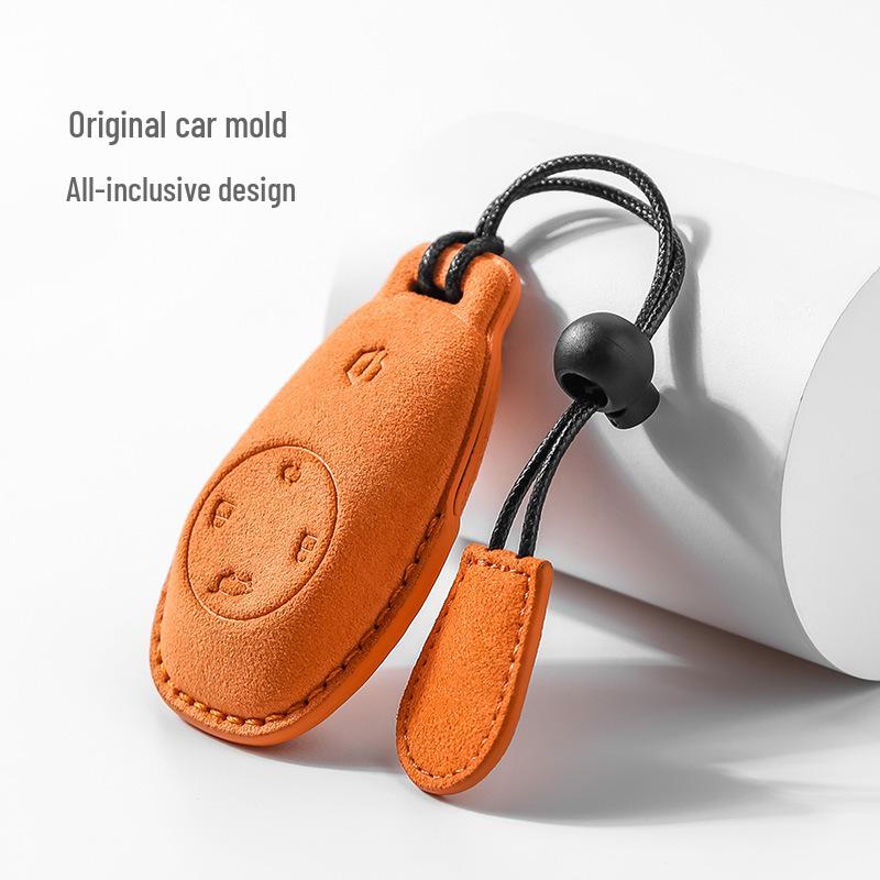 Leapmotor C11/T03/C01 Suede Car Key Case with Keychain Pendant