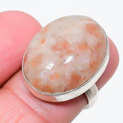 Sunstone Gemstone 925 Sterling Silver Jewelry Ring Size 7.5 M7w65