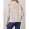 Autumn and Winter New Elegant Women's Lace Splicing Long Sleeve Baseball Collar Jacket Top Coat