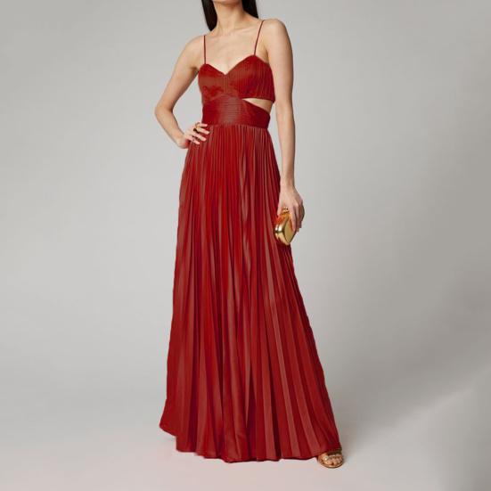 Bandeau Ärmellos Rückenfrei Hohe Taille A-Linie Trägerkleid Taille Ausgeschnitten Stickerei Plissiert Groß