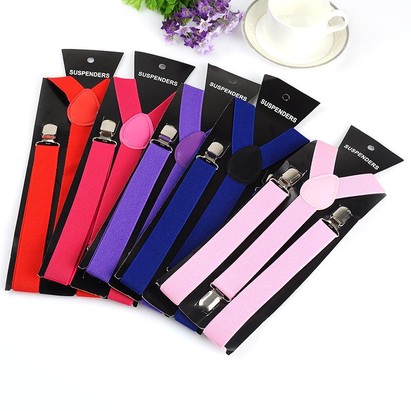 Unisex 2.5cm British Pink Y-Back Elastic Suspenders, Versatile & Multi-Color