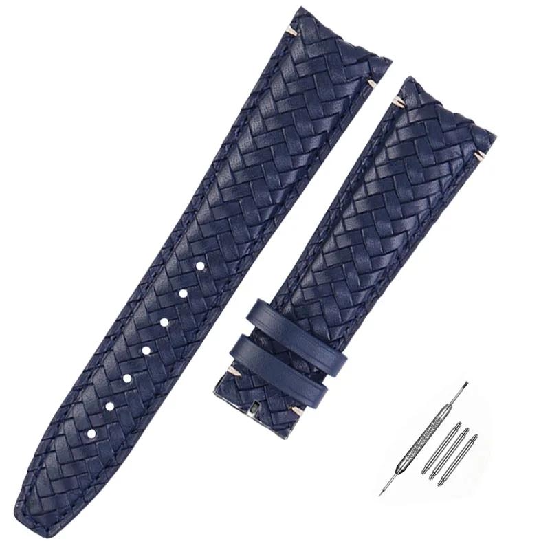 20mm 22mm Leder Geflochtenes Uhrenarmband für Seiko für Omega Gebogenes Ende Armband Faltschließe Armband Ersatz Herren Uhrenarmband