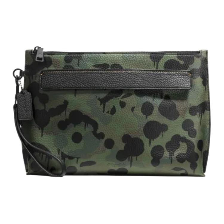 

Coach Pouch Military Style Pattern Zipper Closure Pebbled Leather Clutch Men Clutch Military-Green 59293-EJM Basic Set (Bag+Dust Bag)