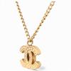 Auth CHANEL Coco Mark Necklace Pendant Gold Ch4640gh Used