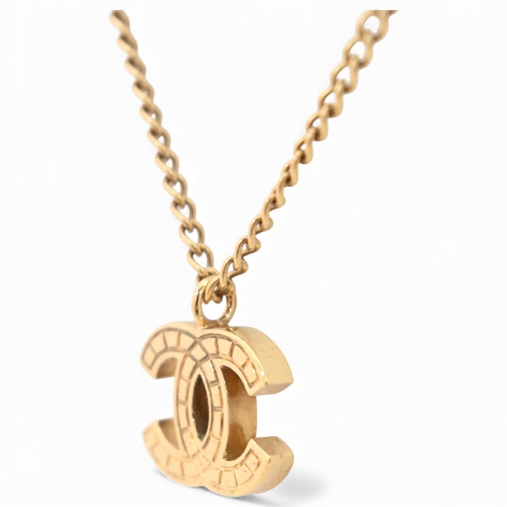 Auth CHANEL Coco Mark Necklace Pendant Gold Ch4640gh Used