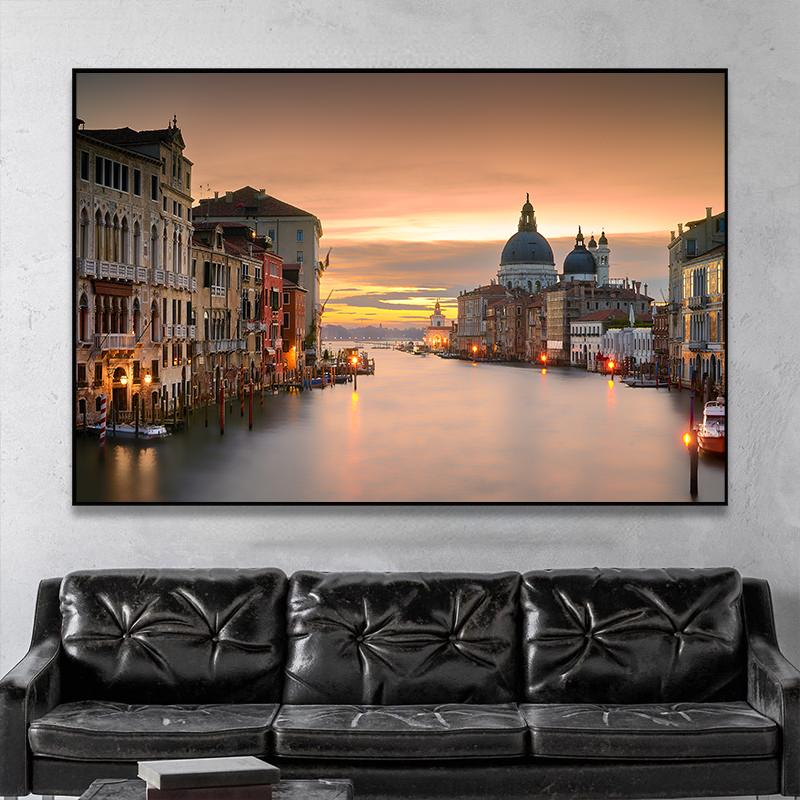 Famous Venice Italy Canvas Painting Wall Art Sunset Natural Scenery Pictures Posters and Prints Wall Art Living Room Decoration
