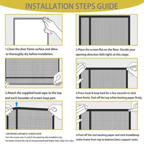 Zlhloj Double-Hinged Magnetic Screen Door, 95x230 cm, Entryway Screen Curtain, Ventilation, Insect Repellent, Automatic Closure, Mosquito Net, Easy In