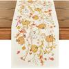Artoid Mode Wildflowers Bloom Floral Pumpkin Leaves 210 GSM Fall Table Runner, Seasonal Autumn Kitchen Dining Table Decoration for Home Party Decor