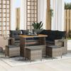 Set of 9 Pieces of Garden Sofa with Cushions Grey Poly Rattan Acacia 3361753