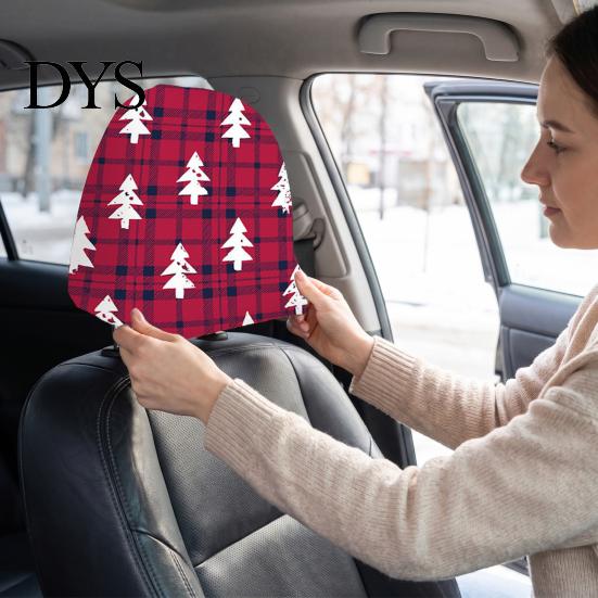 Auto Holiday Gift Ideas 2Pcs Christmas Car Headrest Covers, Elastic Printed Head Rest Cover, Funny Prints Pillow Protector for Cars, Suvs, Universal