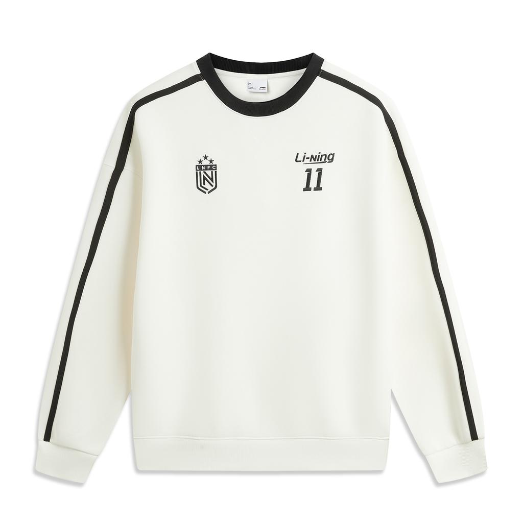 Li Ning Sports Lifestyle Series Spliced Letter Round Neck Comfortable Breathable Versatile Loose Sweatshirt Unisex Sweatshirt AWDV397-10