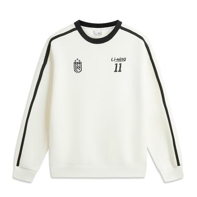 Li Ning Sports Lifestyle Series Spliced Letter Round Neck Comfortable Breathable Versatile Loose Sweatshirt Unisex Sweatshirt AWDV397-10