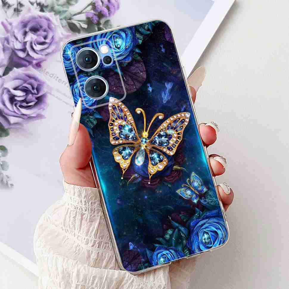 For Oppo Reno7 5G Casing Cute Cat Flower Painted Cover Soft Fundas Phone Case For Oppo Find X5 FindX5 Lite Reno 7 5G Back Cover