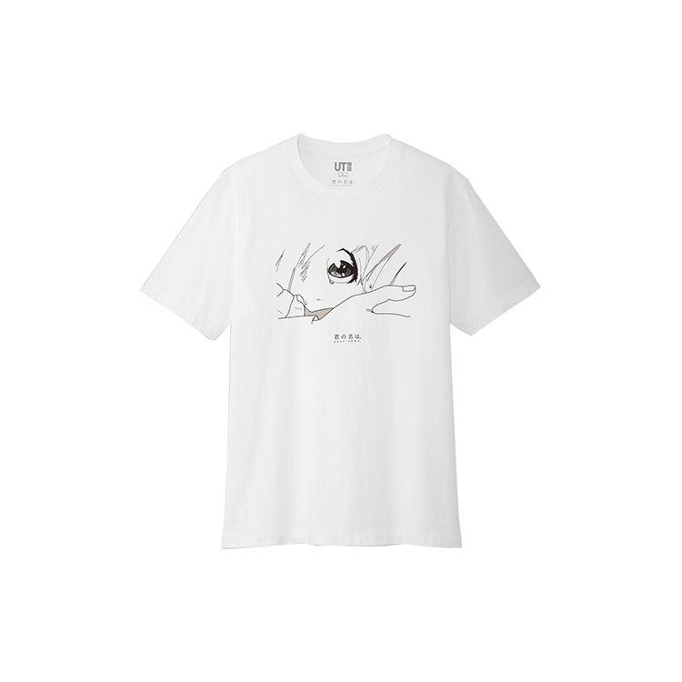 UNIQLO Line Drawing Girl Round Neck Short Sleeve T-Shirt Unisex Tops White 423834