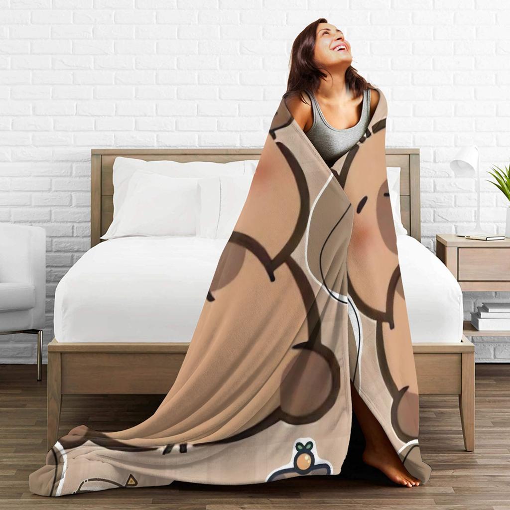 Capybara Soft Blanket Girls Boys Plush Throw Blanket Novelty Bedroom Flannel Bedspread Sofa Bed Cover