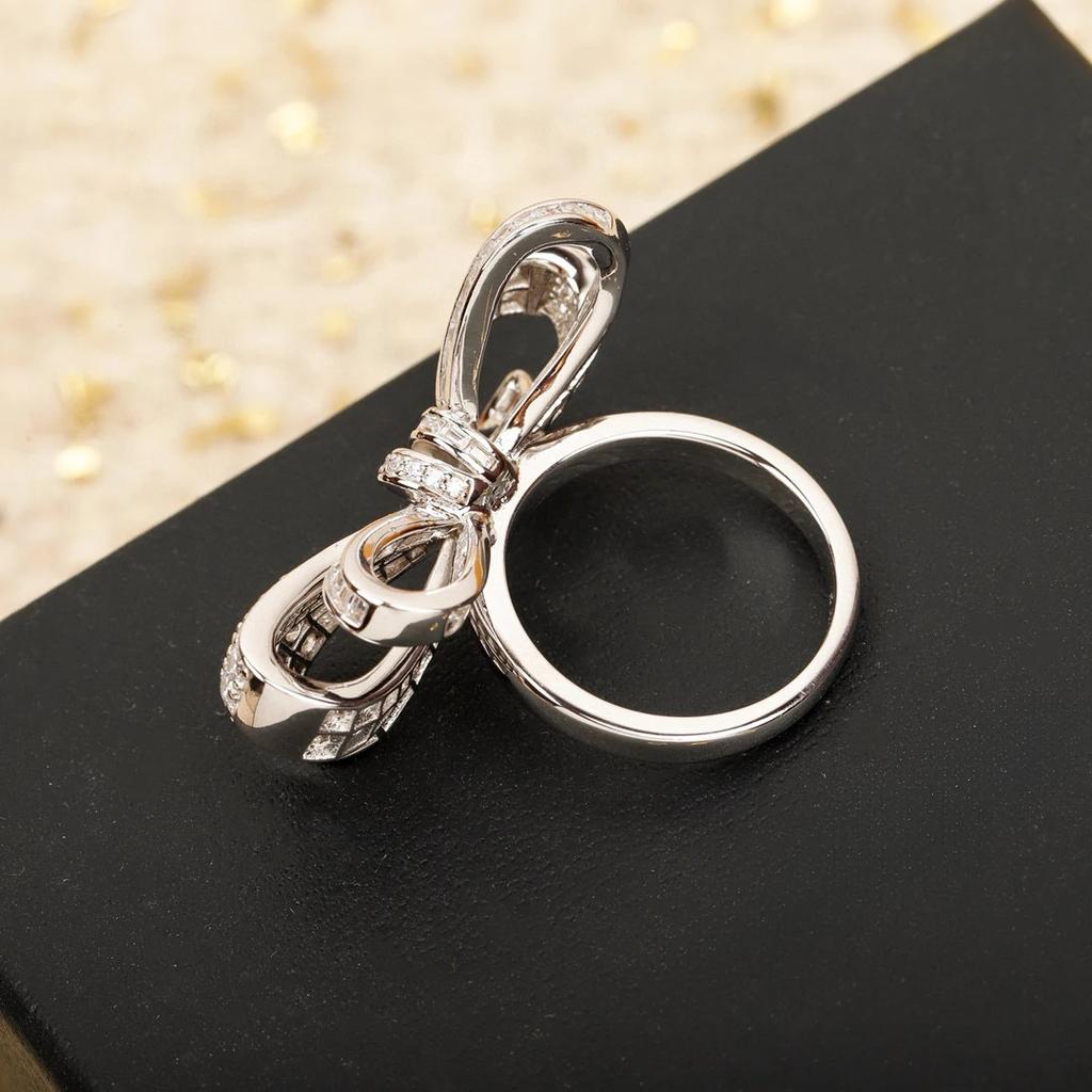 New Hot Brand Vintage Women's Rings Luxury Jewelry For Women Bowknot Type Designer Fashion Pure 925 Silver Lady Party Rings