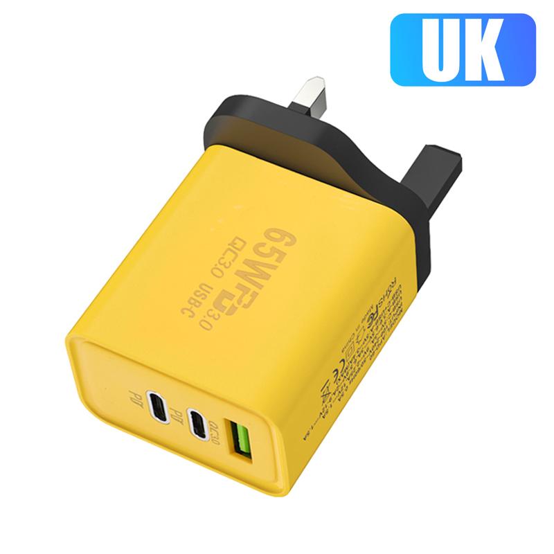 65W USB C Charger GaN Fast Charging Charger PD Quick Charge 3.0 Type C EU UK Plug Adapter for Samsung IPhone  Xiaomi Oppo