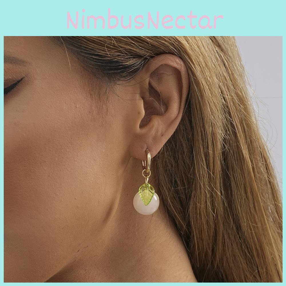 Trendy Geometric Leaf Peach Earrings In Pink For Women Winter 2023 Collection