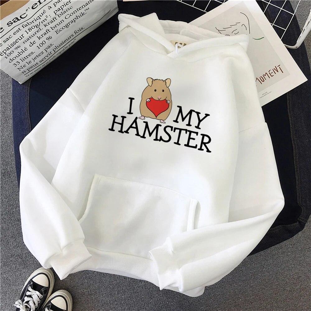 Hamster Hoodies Women Kawaii Gothic Korean Style Pulls Hoddies Female Harajuku Sweater Unisex