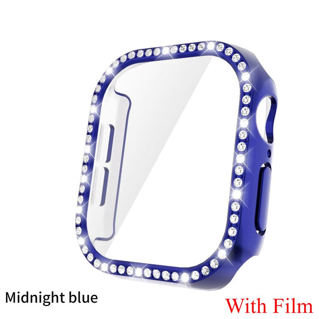 Glass+Diamond Cover For Apple Watch Case 46mm 42mm Bling Bumper Protector for iWatch Series 11 10 46 42mm Watch Case