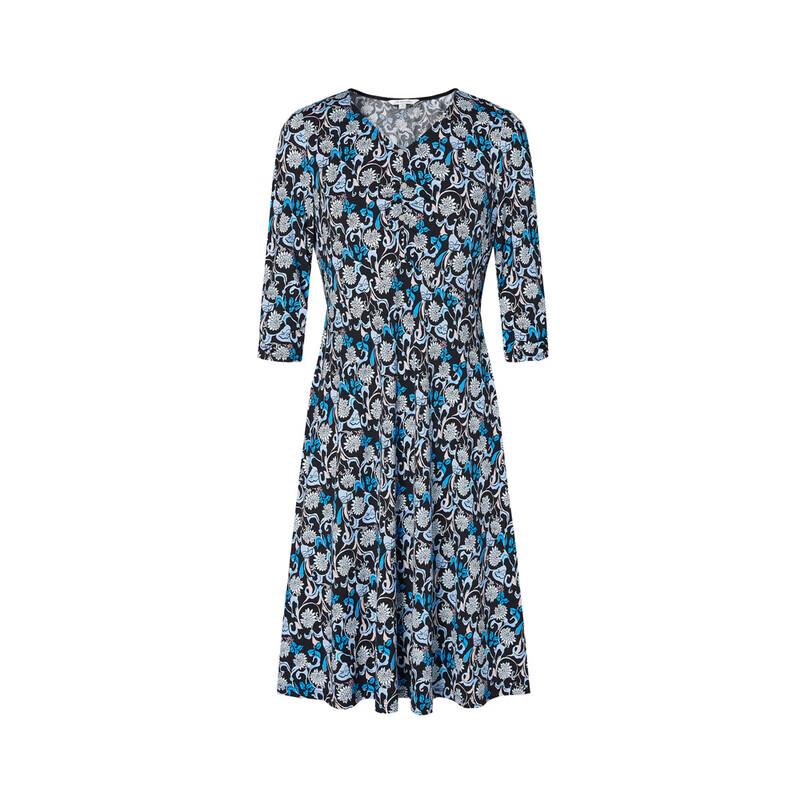 JIUZI ANNACA Elegante Damesstijl 3/4 Mouw Gerimpelde V-hals Slim-fit Gebreide Jurk