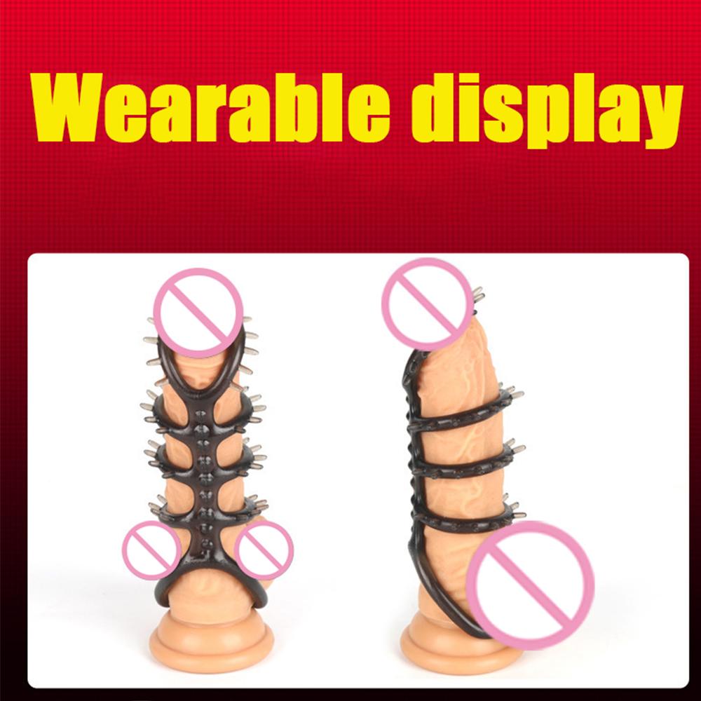 Male Enlargement Penis Extender Reusable Condom Erection Penis Sleeve Delay Ejaculation Sex Toys for Men Pumps & Enlargers