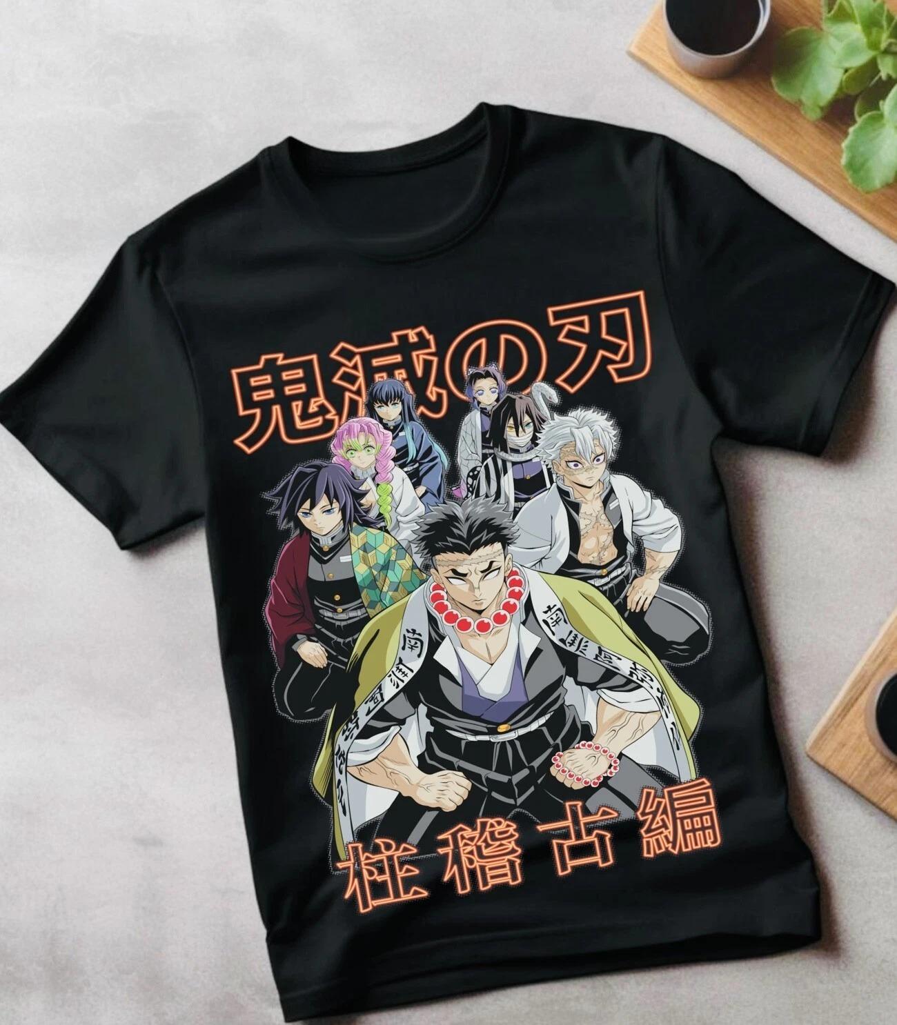Demon Slayer Pillars Training Arc Anime Graphic T Shirt Giyu Tomioka Mitsuri Kanroji Retro Manga Streetwear Cotton Oversized Tee S