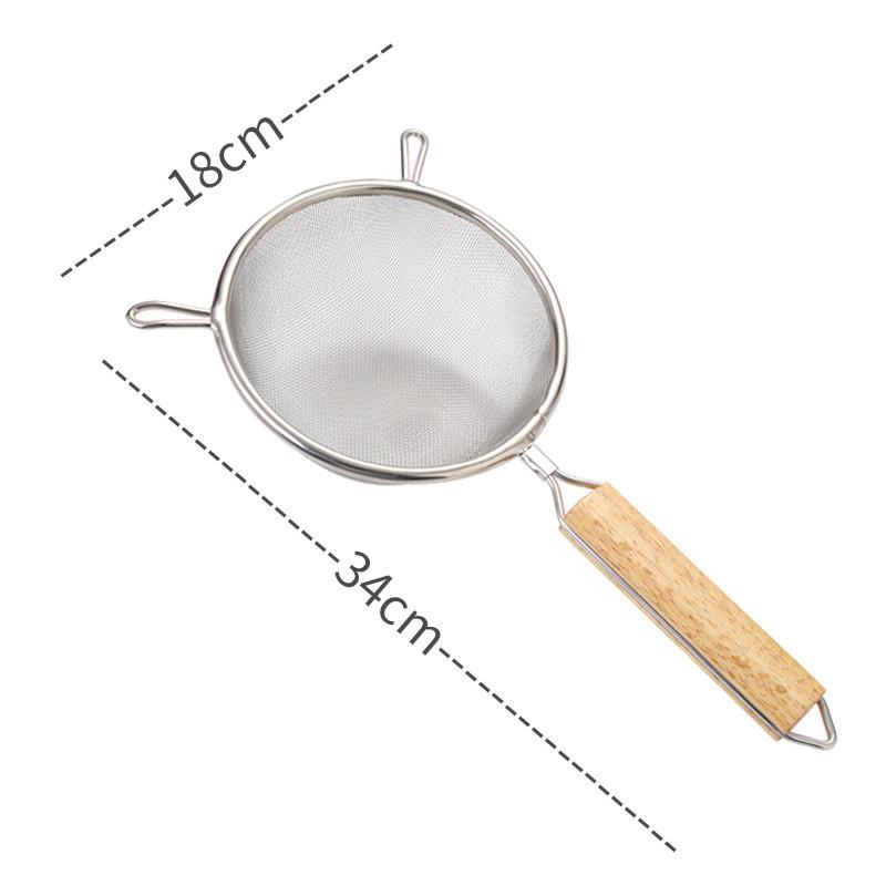 304 Stainless Steel Double Ear Colander Wooden Handle Skimming Spoon Juice Filter Fine Mesh Strainer Kitchen Accessories