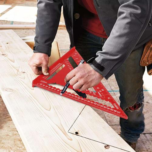 Beslands Triangle Ruler, Woodworking Circular Saw Ruler, Set of 2, 18*18cm, 30*30cm, Double-Sided Graduations, Aluminum Alloy, Carpentry Tool, 0-90 De