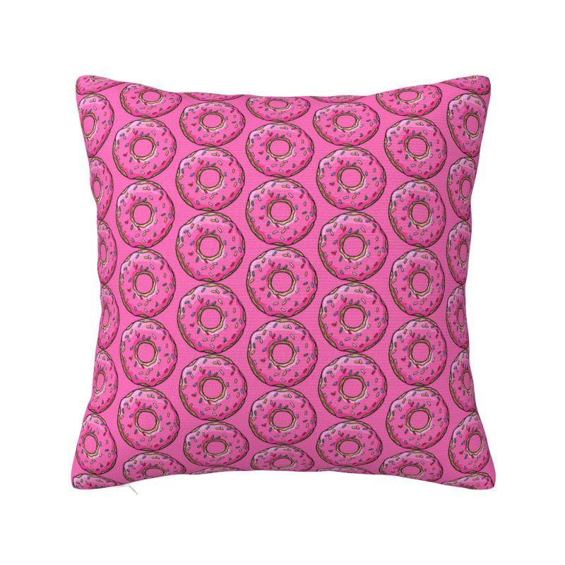 Custom Pink Donut Pillow Case Decor Home Food Bread Doughnut Nordic Cushion Cover Square Pillowcase 30x30cm 12x12in