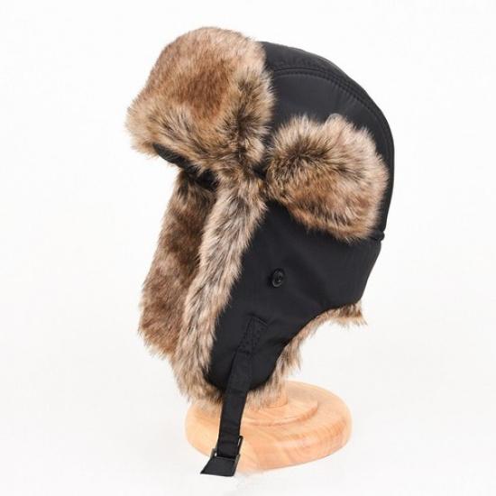 Men Aviator Trapper Hat Warm Cap Faux Fur Ski Ushanka Beanie Ear Flaps Winter