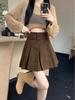 High-Waist Corduroy A-Line Pleated Mini Skirt - Autumn/Winter Slimming Design