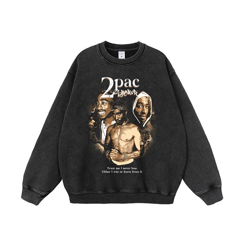 Unisex Vintage Tupac Graphic Hoodie Oversized Cotton Long Sleeve Streetwear Sweatshirt