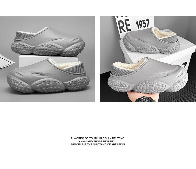 Winter Cotton Slippers: Non-slip, Waterproof, Thick-soled, Warm Velvet, Closed-toe for Men & Women