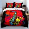 Colorful Saxophone Art Set Multiple Sizes Kid's and Adults' Bedroom Exquisite 3PC Bedding Set Gift
