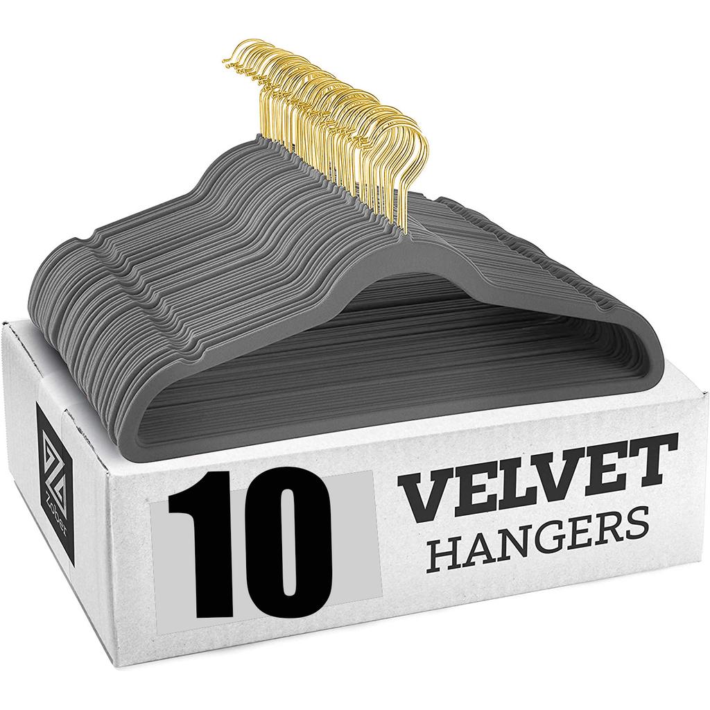 10PCS Velvet Non-Slip Clothes Hangers,45CM Space Saving Ultra Slim Hanger for Coat Pants Dress,Wardrobe Storage Adult Magic Rack