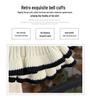 Autumn/Winter Women's Colorblock Knitted Waist-Hugging Long-Sleeve Dress with Turn-Down Collar.