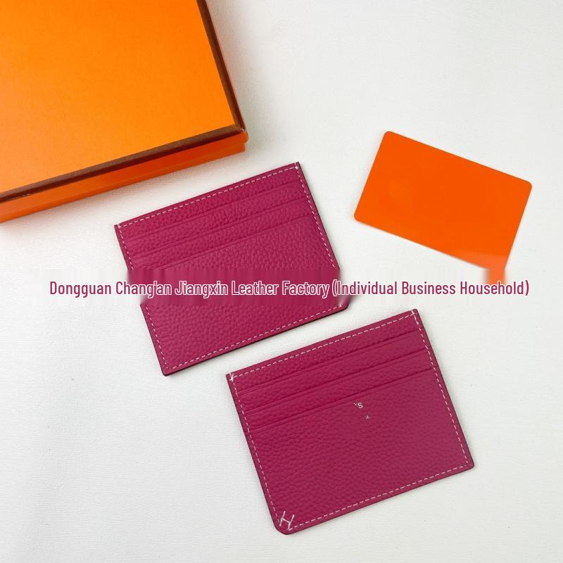 2025 Lychee Grain Leather Card Holder – Large Capacity with Multi-Card Slots and Coin Pocket.