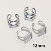 5pcs/Lot Square Rectangle Stainless Steel Thick Adjustable Ring Settings Blank Base Cabochon DIY Findings