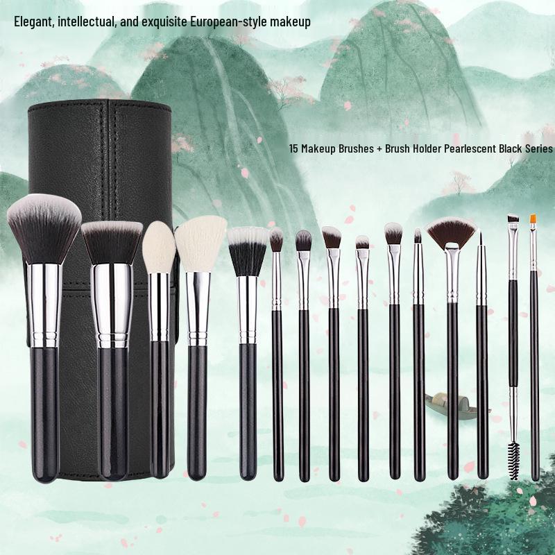 15-teiliges Make-up-Pinselset: Weiche Pinsel mit Puder- und Lidschattenpinseln für die Schönheit.