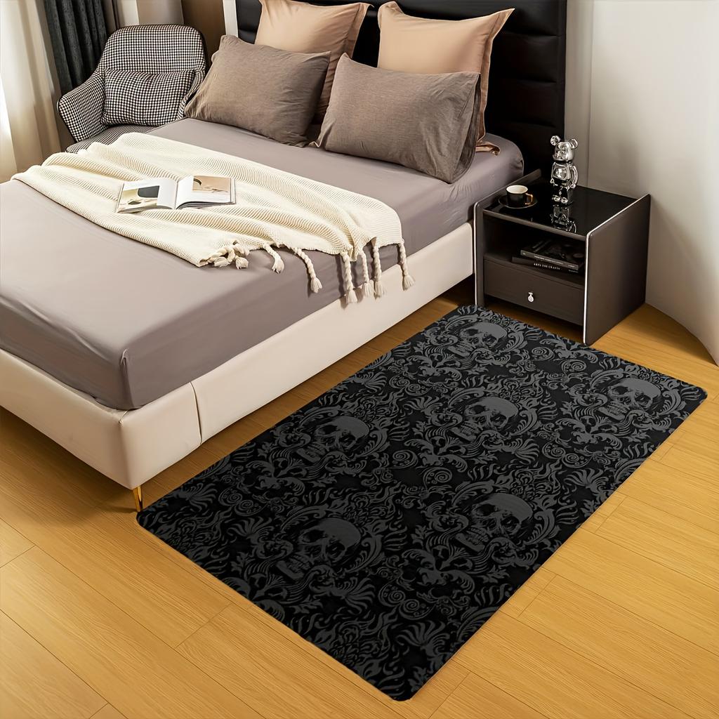 1pc Gothic Skull Rug - Ultra Soft Non-Slip Floor Mat for Living Room Bedroom Playroom, Anti-Fatigue Home Decor