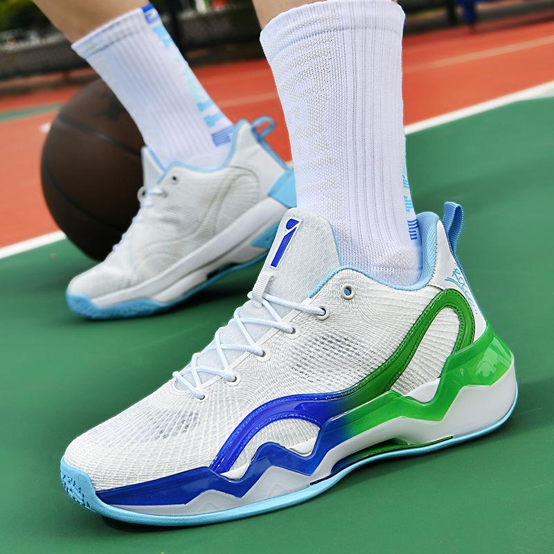 2025 New Mesh Basketball Shoes Men's Boots Actual Cement Rubber Outsole + EVA + TPU Student Sports Shoes