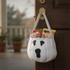 White Halloween Ghost Candy Bag Reusable Snack Storage Bag Halloween Candy Bucket  Outdoor